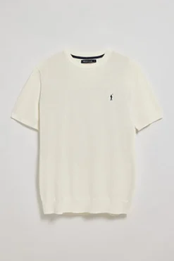 Polo Club Pulls|T-Shirts*Pull à col ras du cou et manches courtes à logo brodé Beige