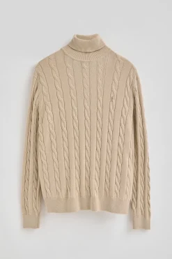 Polo Club Pulls*Pull à col roulé en maille tressée en laine mélangée avec broderie Rigby Go Beige