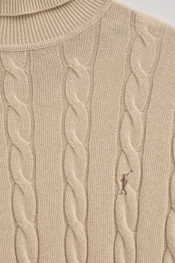 Polo Club Pulls*Pull à col roulé en maille tressée en laine mélangée avec broderie Rigby Go Beige