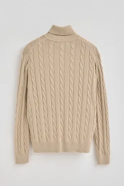 Polo Club Pulls*Pull à col roulé en maille tressée en laine mélangée avec broderie Rigby Go Beige