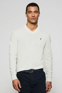 Polo Club Pulls*Pull en maille à col en V et broderie Rigby Go Beige