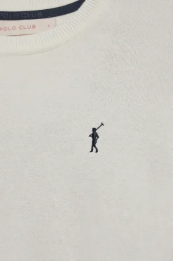 Polo Club Pulls|T-Shirts*Pull en maille à col ras du cou à manches courtes et Rigby Go brodé Beige