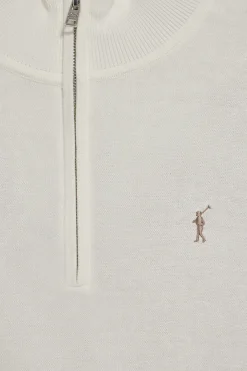 Polo Club Pulls*Pull en maille à fermeture éclair partielle et Rigby Go brodé Beige