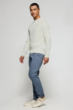 Polo Club Pulls*Pull en maille tressé à col ras du cou et broderie Rigby Go Beige