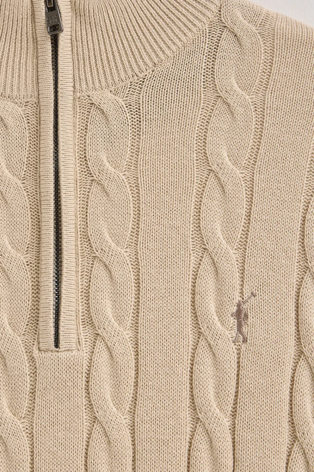 Polo Club Pulls*Pull en maille tressée en laine mélangée avec fermeture éclair partielle et broderie Rigby Go Beige