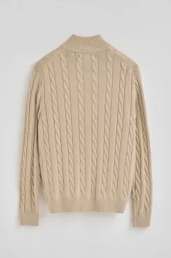 Polo Club Pulls*Pull en maille tressée en laine mélangée avec fermeture éclair partielle et broderie Rigby Go Beige