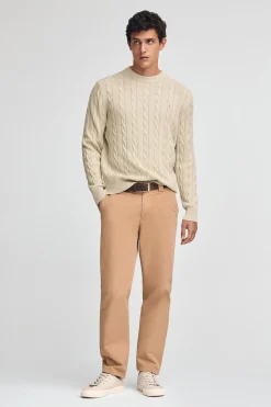 Polo Club Pulls*Pull en maille tressée en laine mélangée avec broderie Rigby Go Beige