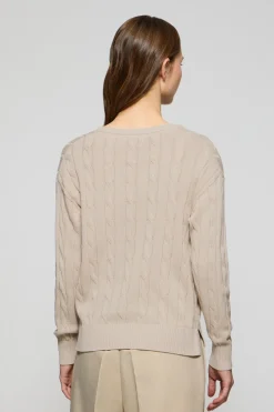 Polo Club Pulls*Pull tressé à col en V avec monogramme brodé Beige