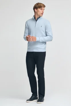 Polo Club Pulls*Pull à fermeture éclair partielle éclair et laine mélangée avec broderie Rigby Go Bleu Clair Chiné