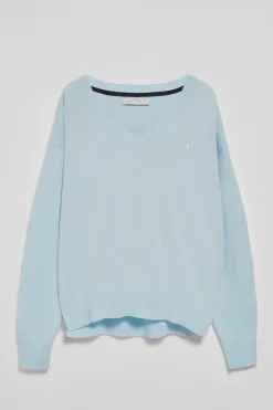 Polo Club Pulls*Pull bleu clair en maille à col en V et logo brodé Rigby Go Bleu ciel