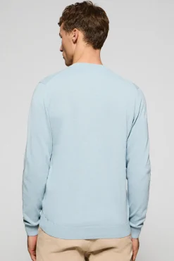 Polo Club Pulls*Pull bleu clair en maille à col en V et broderie Rigby Go Bleu ciel