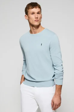 Polo Club Pulls*Pull bleu clair en maille à col ras du cou et broderie Rigby Go Bleu ciel