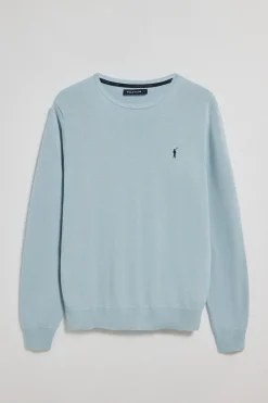 Polo Club Pulls*Pull bleu clair en maille à col ras du cou et broderie Rigby Go Bleu ciel