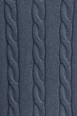 Polo Club Pulls*Pull bleu en maille tressée en laine mélangée avec broderie Rigby Go Denim