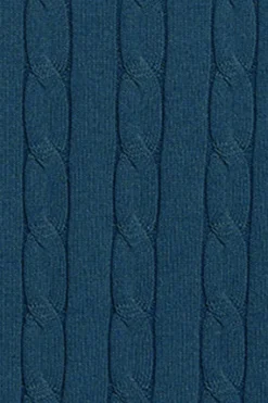 Polo Club Pulls*Pull bleu en maille tressée à col ras du cou et broderie Rigby Go Denim
