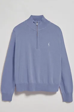 Polo Club Pulls*Pull bleu en maille à fermeture éclair partielle et Rigby Go brodé Bleu Aqua