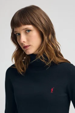 Polo Club Pulls*Pull à col rabattu en laine mélangée avec broderie Rigby Go Bleu Marine