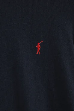Polo Club Pulls*Pull à col rabattu en laine mélangée avec broderie Rigby Go Bleu Marine