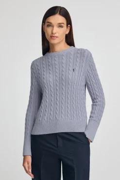 Polo Club Pulls*Pull bleu marine à col ras du coup en laine mélangée avec broderie Rigby Go Bleu ciel