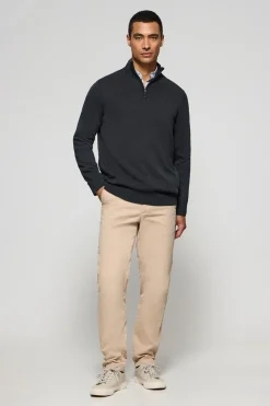 Polo Club Pulls*Pull à fermeture éclair partielle garment dye et logo brodé Bleu Marine