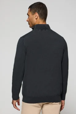 Polo Club Pulls*Pull à fermeture éclair partielle garment dye et logo brodé Bleu Marine