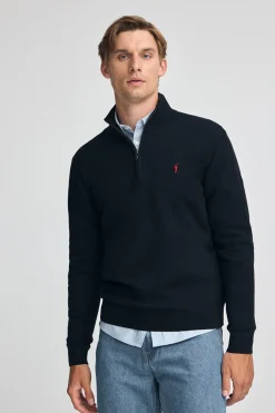 Polo Club Pulls*Pull en laine mélangée et fermeture éclair partielle avec broderie Rigby Go Bleu Marine