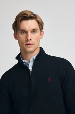 Polo Club Pulls*Pull en laine mélangée et fermeture éclair partielle avec broderie Rigby Go Bleu Marine
