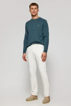 Polo Club Pulls*Pull bleu marine en lin et coton à col ras du cou et broderie Rigby Go Denim