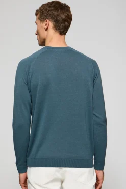 Polo Club Pulls*Pull bleu marine en lin et coton à col ras du cou et broderie Rigby Go Denim