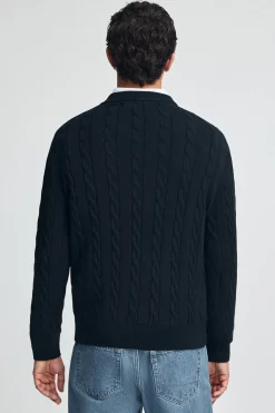 Polo Club Pulls*Pull en maille tressée en laine mélangée avec broderie Rigby Go Bleu Marine
