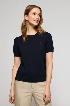 Polo Club Pulls|T-Shirts*Pull en maille à col ras du cou à manches courtes et broderie Rigby Go Bleu Marine