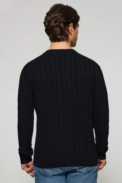 Polo Club Pulls*Pull en maille tressée à col ras du cou et logo Rigby Go Bleu Marine