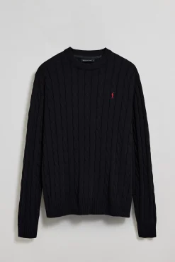 Polo Club Pulls*Pull en maille tressée à col ras du cou et logo Rigby Go Bleu Marine