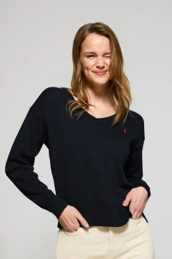 Polo Club Pulls*Pull en maille à col en V et logo brodé Rigby Go Bleu Marine
