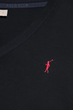 Polo Club Pulls*Pull en maille à col en V et logo brodé Rigby Go Bleu Marine