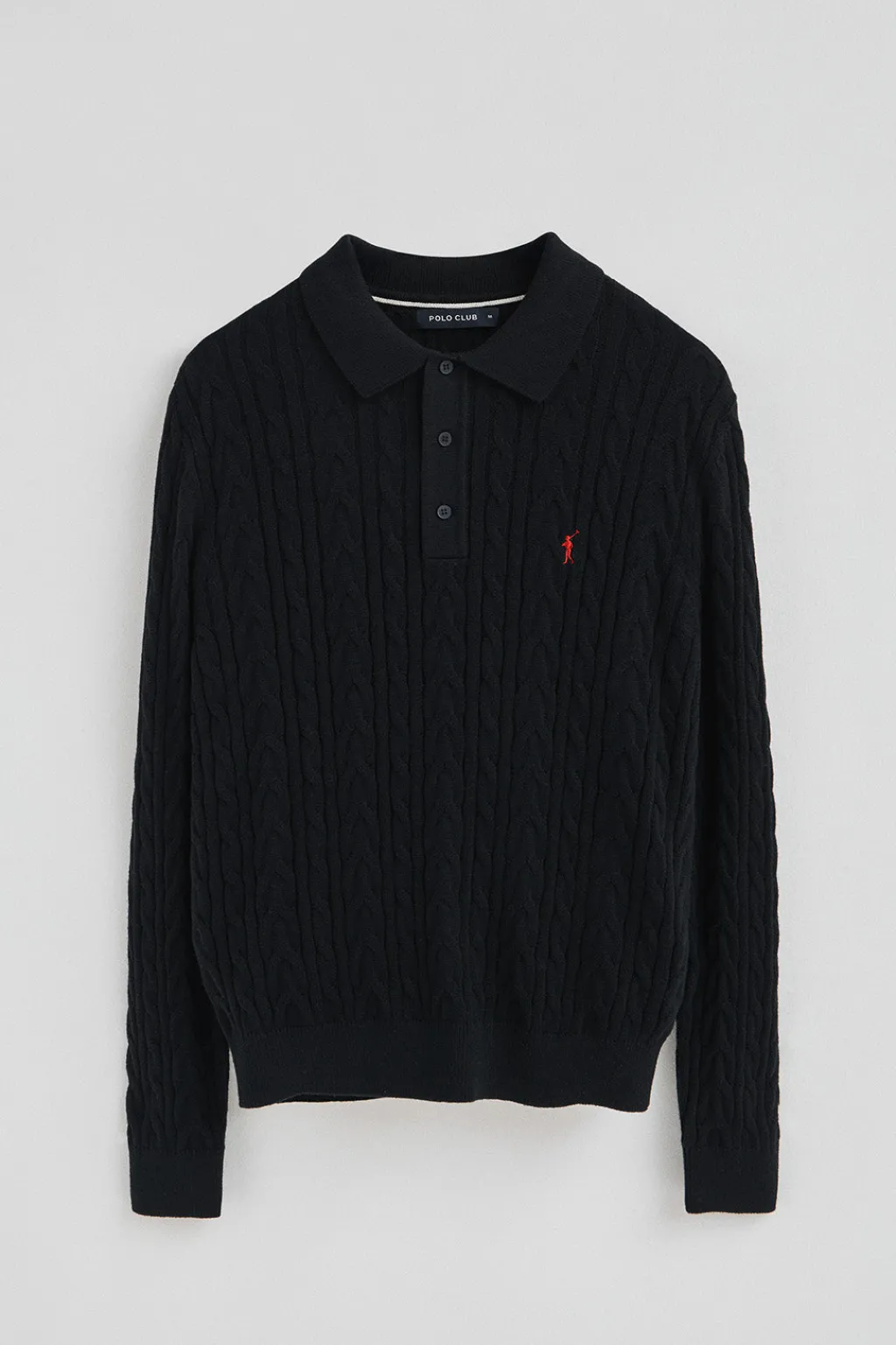 Polo Club Pulls*Pull en maille tressée en laine mélangée avec col polo et broderie Rigby Go Bleu Marine