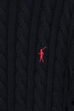Polo Club Pulls*Pull en maille tressée à col ras du cou et broderie Rigby Go Bleu Marine