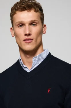 Polo Club Pulls*Pull en maille à col en V et broderie Rigby Go Bleu Marine