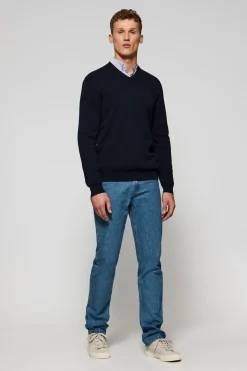 Polo Club Pulls*Pull en maille à col en V et broderie Rigby Go Bleu Marine