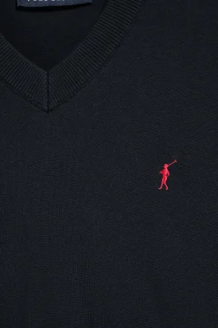 Polo Club Pulls*Pull en maille à col en V et broderie Rigby Go Bleu Marine