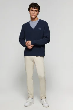 Polo Club Pulls*Pull en maille en jauge 9 avec détail Bleu Marine