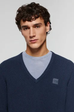 Polo Club Pulls*Pull en maille en jauge 9 avec détail Bleu Marine
