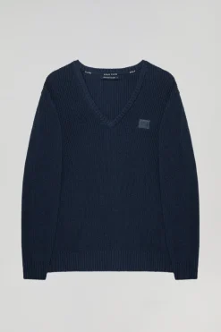 Polo Club Pulls*Pull en maille en jauge 9 avec détail Bleu Marine