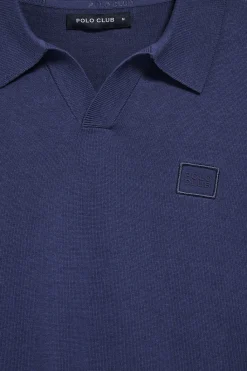 Polo Club Pulls|Polos*Pull bleu Martin à col polo en V et détail Bleu océan