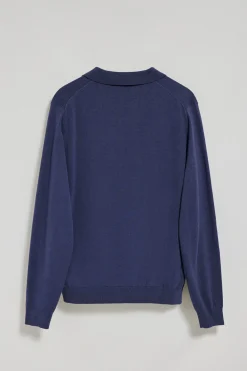 Polo Club Pulls|Polos*Pull bleu Martin à col polo en V et détail Bleu océan