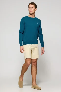 Polo Club Pulls*Pull bleu-vert en maille à col ras du cou et broderie Rigby Go Vert Bleuâtre