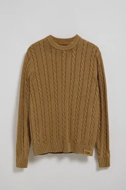 Polo Club Pulls*Pull tressé garment dye et logo brodé Camel