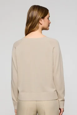 Polo Club Pulls*Pull col V en coton et lin avec monogramme brodé Beige
