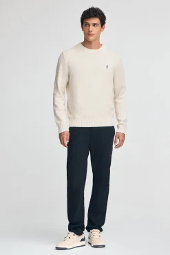 Polo Club Pulls*Pull couleur écru chiné en laine mélangée et broderie Rigby Go Écru Blanc Chiné