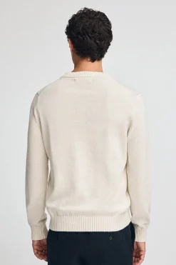 Polo Club Pulls*Pull couleur écru chiné en laine mélangée et broderie Rigby Go Écru Blanc Chiné
